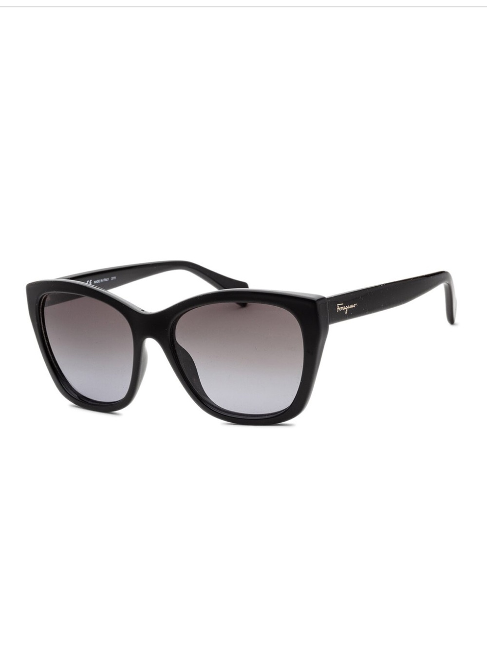 Salvatore Ferragamo Black Frame with Gradient Gray Lenses Cat-Eye Sunglasses